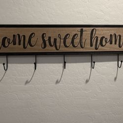 Home Sweet Home Wooden Wall Coat Rack