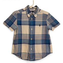 Polo Ralph Lauren Boys 3T Blue Plaid Short Sleeve Button-Up Shirt