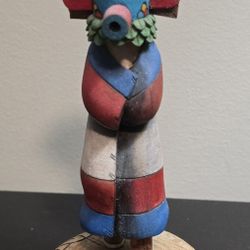 Uplin V. Selina Signed Morning Hopi Camanche Kachina Old Orchid 3 FEATHERS BROKE