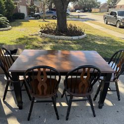 Solid Wood Dining Table + 6 Chairs - Must Go