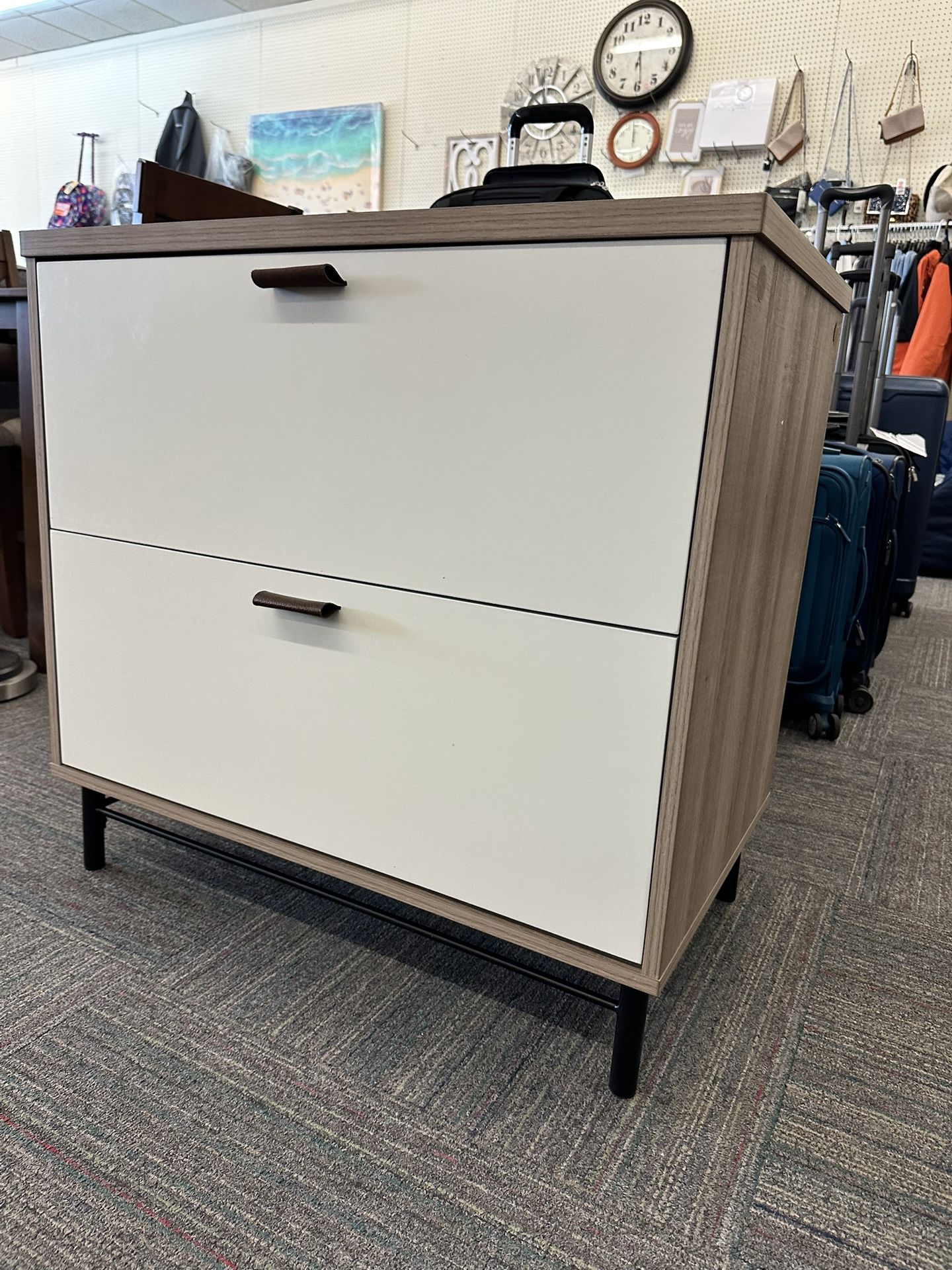 Wood Lateral File Cabinet, Sky Oak Finish, New