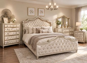 BEDROOM SET  / BED - NIGHTSTAND - DRESSER - MIRROR/ NEW