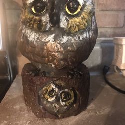 New Concrete Mama And Baby owl Garden Statue 