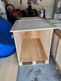 Large Wooden Shipping Crate with Hinges