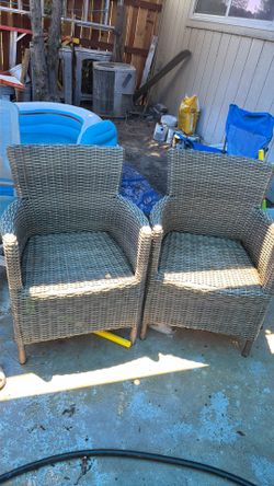 wicker chairs outside