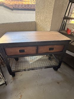 Indoor Outdoor Wood- Metal Work Bench