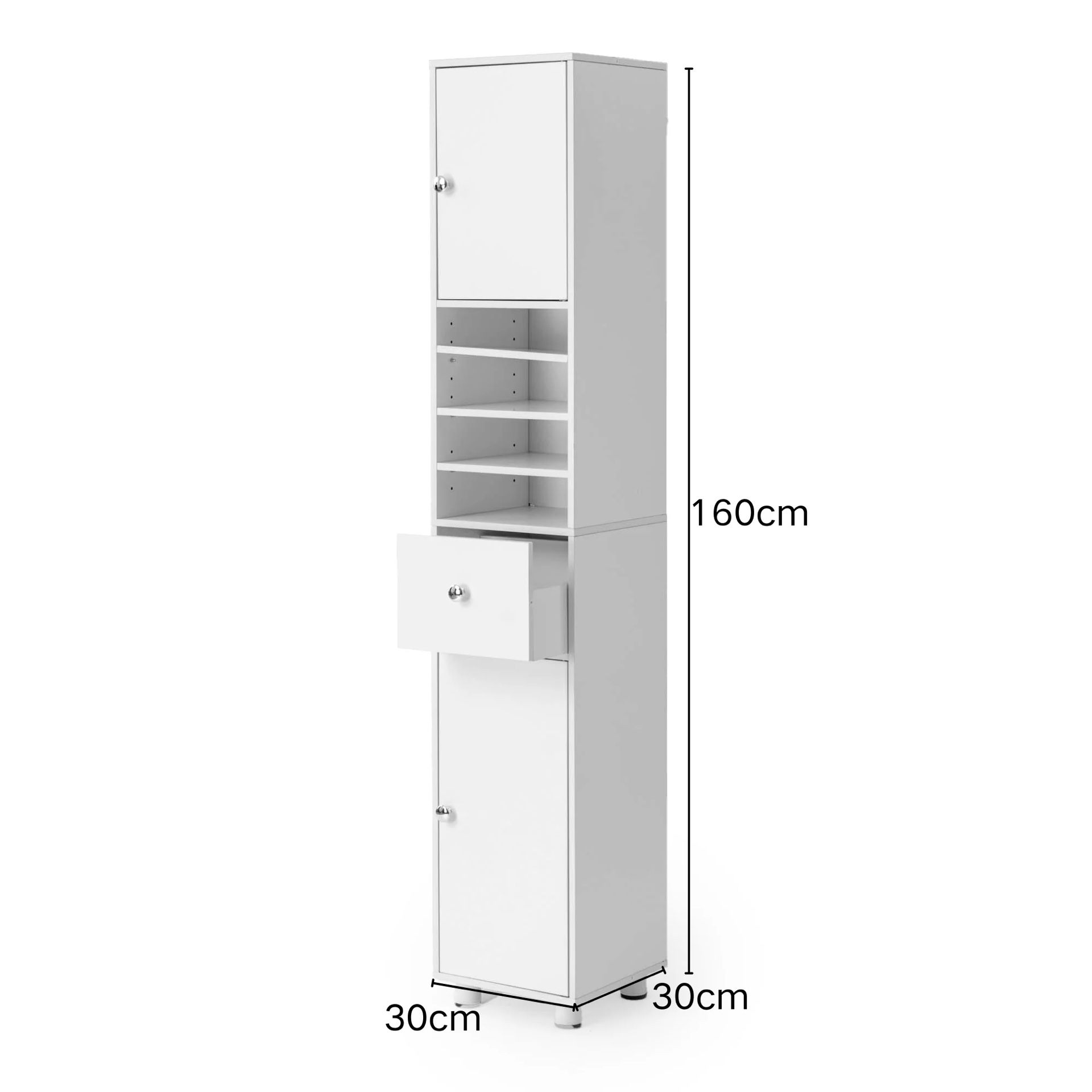 Homy Casa Jericho 63” Free Stand Bathroom Cabinet White Storage Tower 