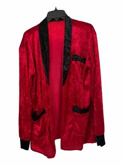 Men’s Red Velvet Smoking Jacket with Black Trim Size S/M