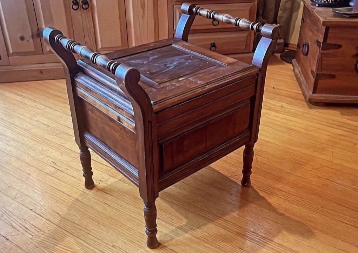 Antique Wooden Toilet Commode With Porcelain Chamber Pot For Sale!!