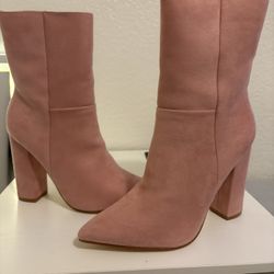 Pink Suede Boots 