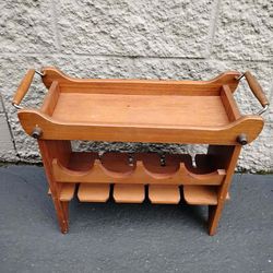 Wood Wine Rack Wooden Bottle Holder Holds 4 Bottles with 8 Wine Glass Holders