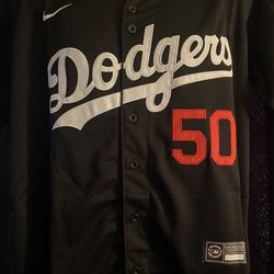 Mookie Betts #50 Men's Los Angeles Dodgers Nike Black Jersey Small