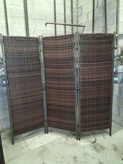 3-Panel Wicker Room Divider Privacy Screen