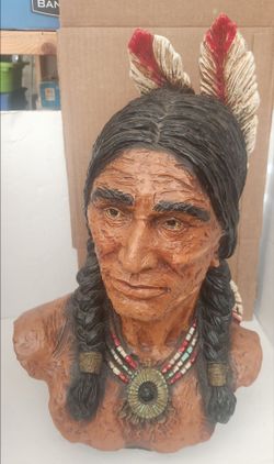 1972 Native American Chief Bust Sculpture Signed V. KENDRICK 20" High 13" Wide.   The sculpture is very hard to find and it is in good condition.