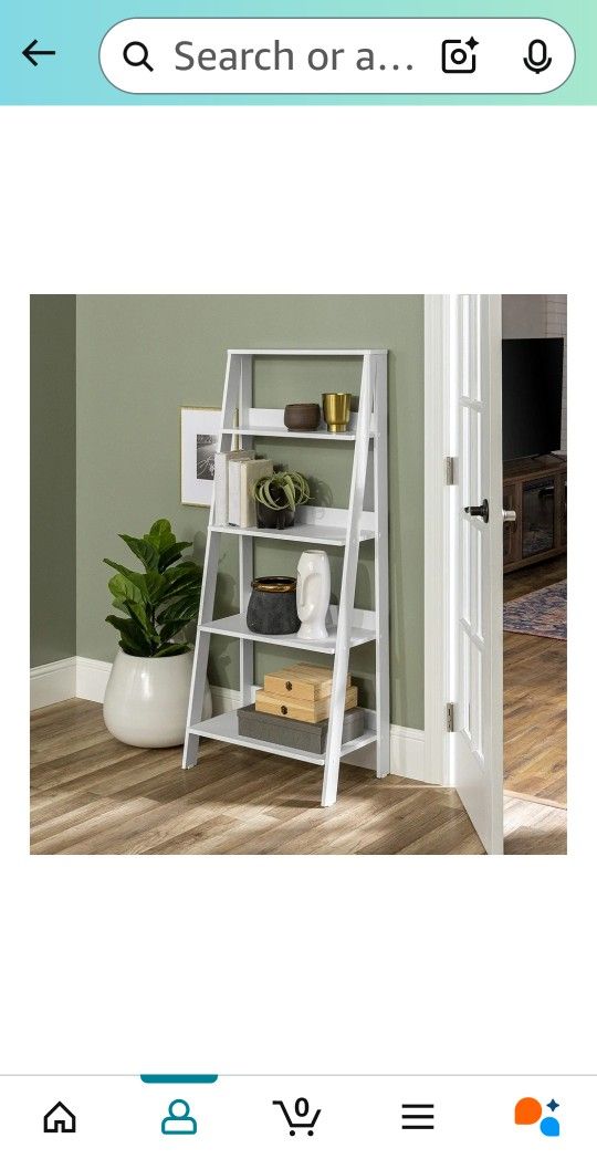 Ladder Look Bookshelf 4 Fixed Shelves