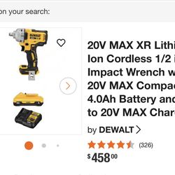 Dewalt  20v 1/2 impact
