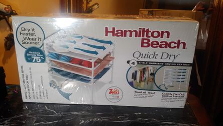 NEW And Unopened Hamilton Beach Quick Dry 4 Shelf Garment Clothes Fan Drying Station 