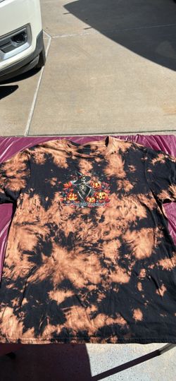 Pumpkin Season Halloween Bleach Dye T-Shirt