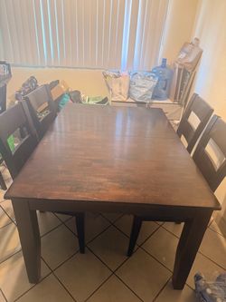 Dark Wood Dining Table with 4 Chairs
