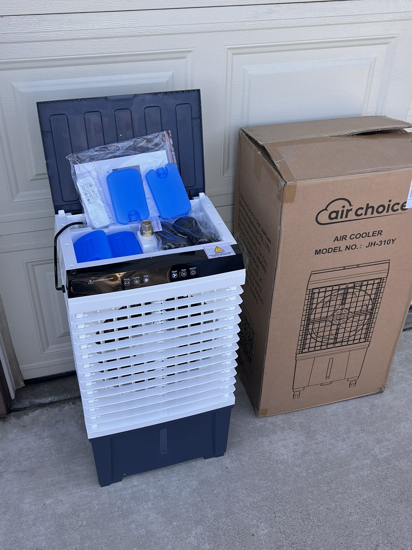 Portable Evaporative Air Cooler, 1800 CFM Swamp Cooler with 4 Ice Box & 5.3 Gal Water Tank, 110° Swing, 3 Speeds, Upgraded Remote, 12H Timer, 3-in-1 A