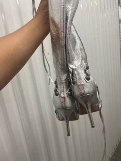 Stilleto silver boots