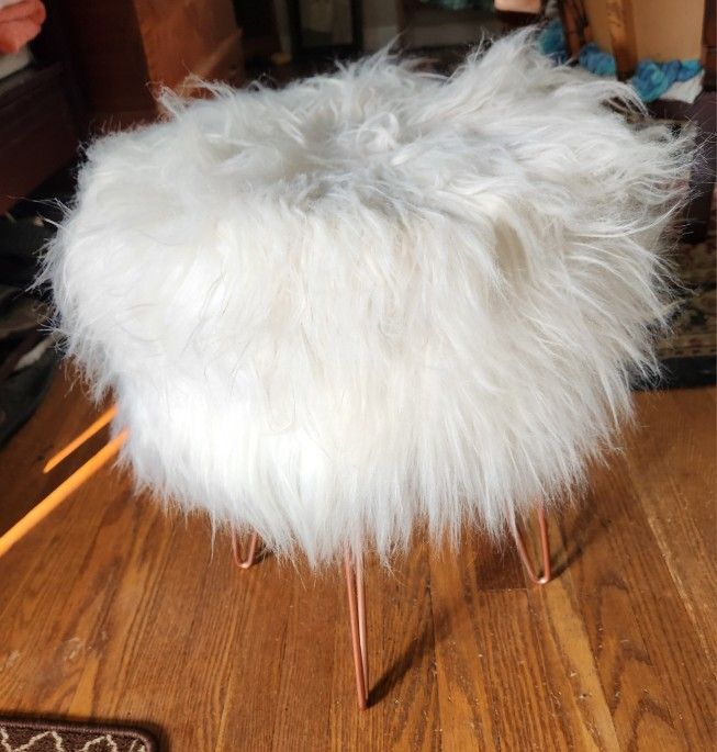 Fuzzy White Stool!