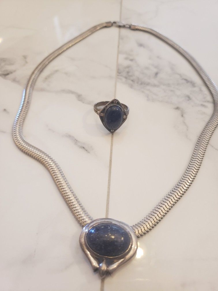 Sterling Lapis Necklace...Ring Sold