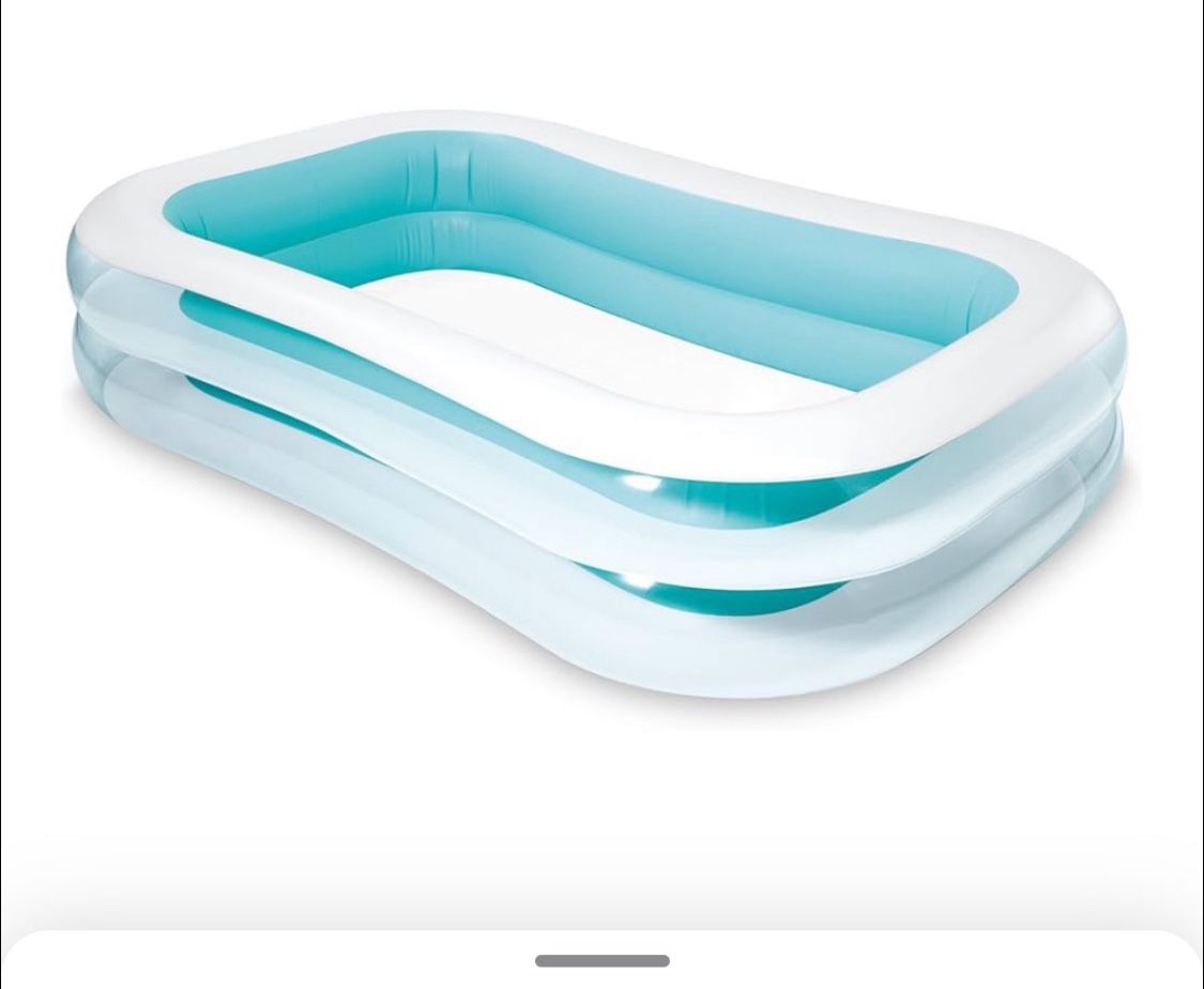 Inflatable 8.5' x 5.75' Swim Center Family Pool for 2-3 Kids, Backyard Splash Pool for Children 6+ Years Old, 198-Gallons, Blue & White