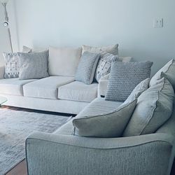 2pcs Set Beige Couch and Loveseat For Living Room 