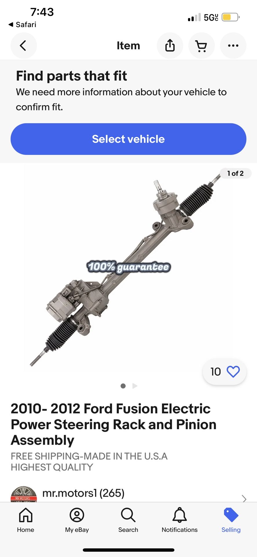 Rack & pinion Assembly For 2010 Ford Fusion