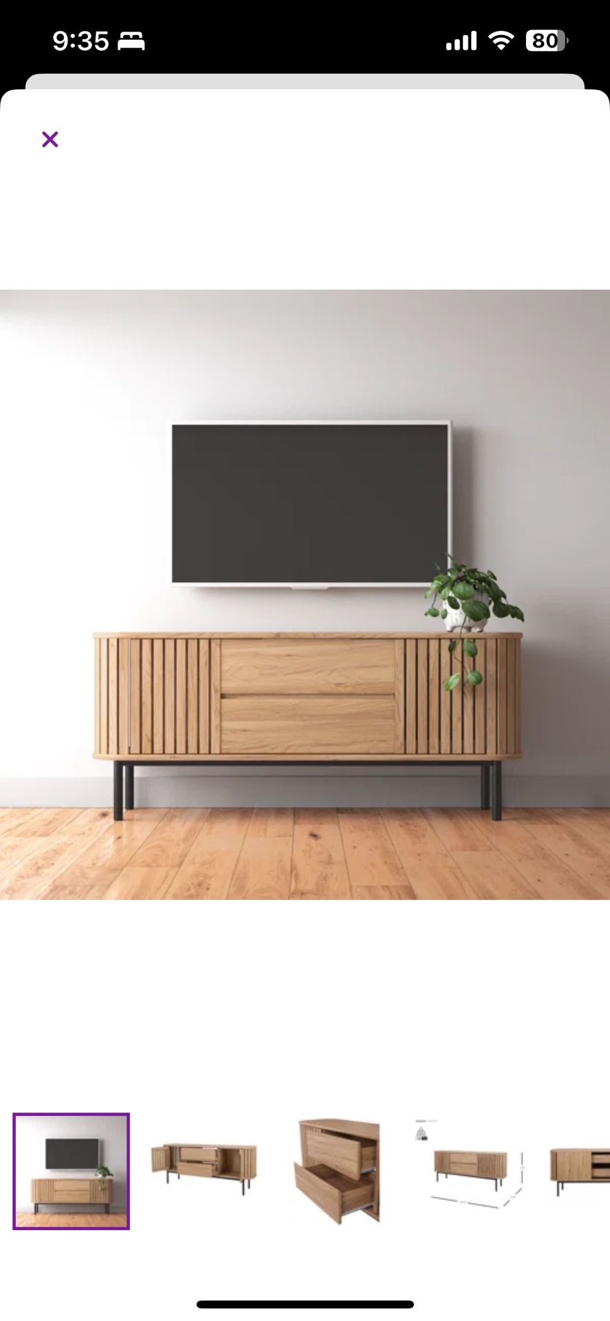 TV Stand 59.5" W Storage