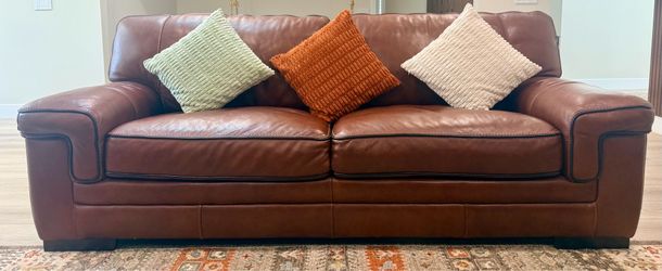 Leather Sofa 3 seater && 1 seater in cognac color