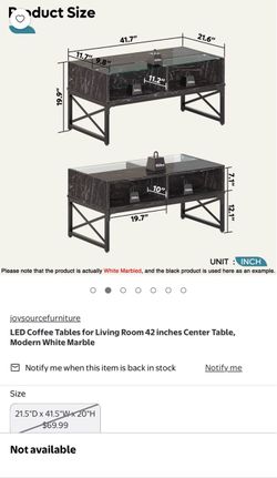 Modern blackCoffee Table 42" tempered glass