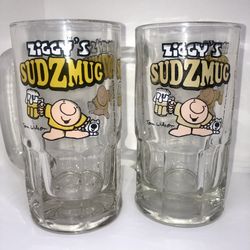 Ziggy's Sudzmug Beer Mug Vintage 1979 Cartoon Set of Two