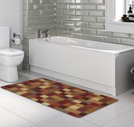 GOS Bath Mat - Non Slip Absorbent Bath Mat for Bathroom - Quick Dry, Washable, Thin Bathmat - Fit Under Door - Rubber Shower Rug, 17"x59"