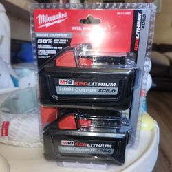 Milwaukee 18v Batteries 6. Amp Brand New