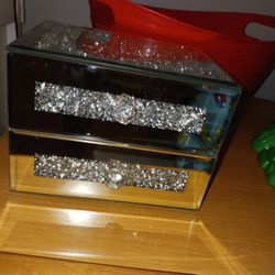 2 BRAND NEW MIRRORED GLASS JEWERLEY ETC BOXES 10 EACH FINAL PRICE