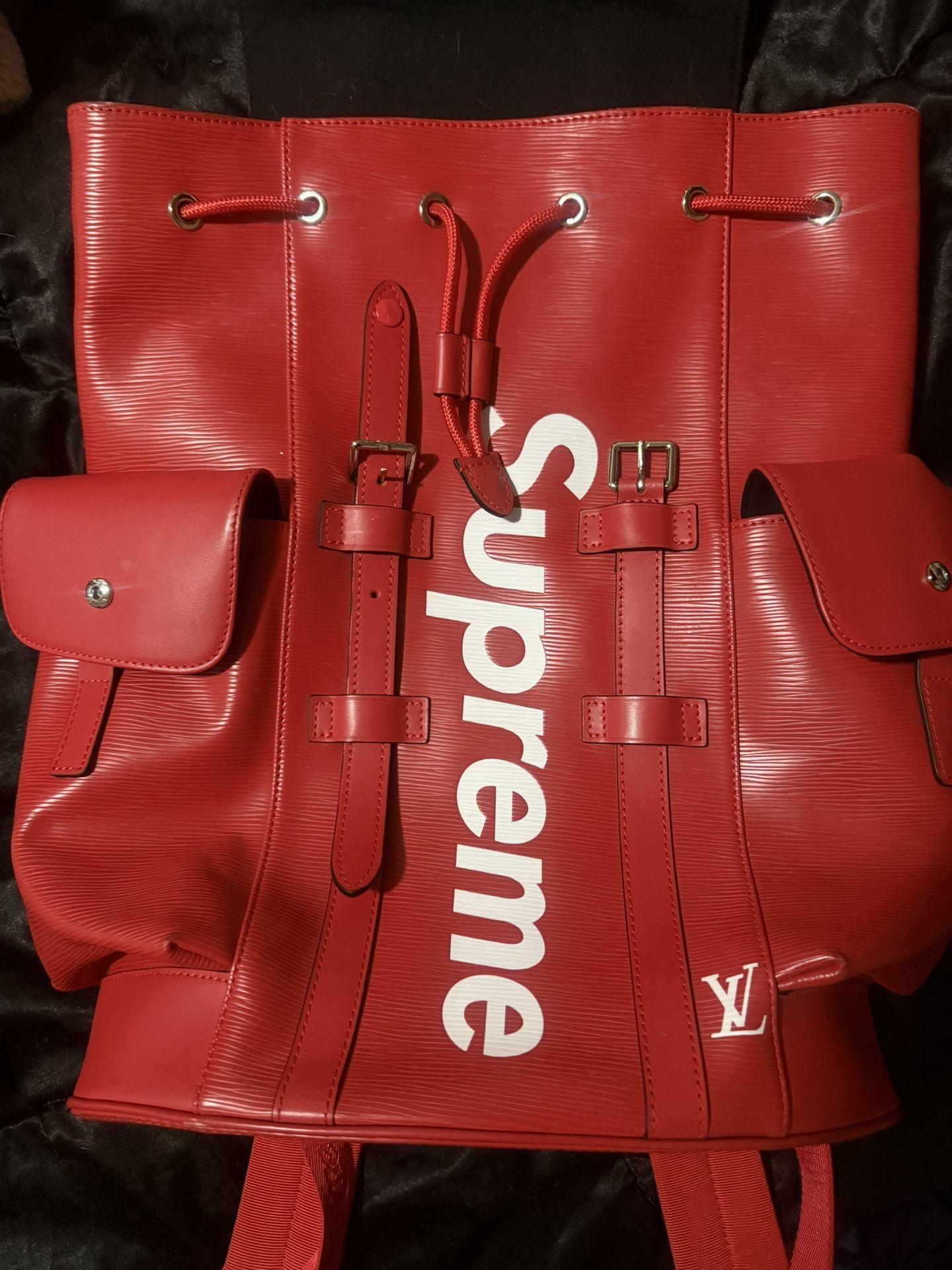 Louis Vuitton Red leather Backpack- Supreme PRICE DROP