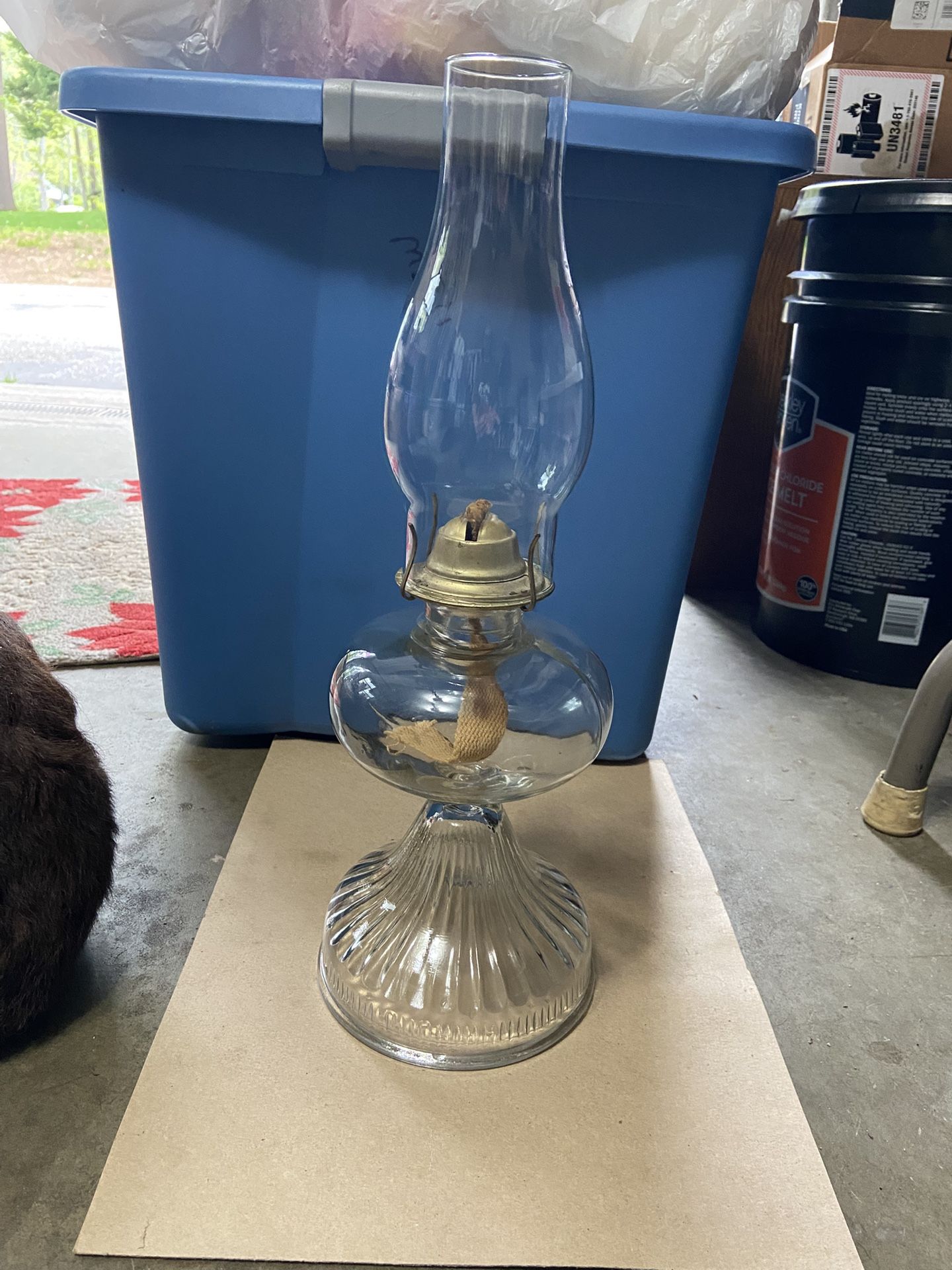 Antique 18” EAGLE Clear Glass Oil Kerosene Lamp Hurricane P&A Burner USA Vintage