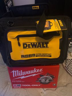 Milwaukee cordless saw & dewalt tool bag