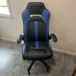 Faux Leather High Back Gaming Chair Black And Blue