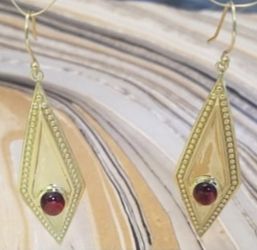 Long 14k Gold Over 925 Sterling Silver And Garnet Earrings