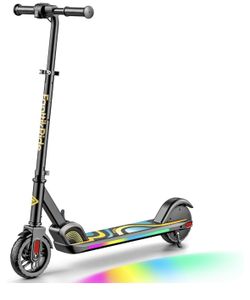 FanttikRide C9 Pro Scooter eléctrico para niños de 3.9 pies a 5.2 pies, luces arcoíris coloridas, 5/8/10 MPH, rango de 5 millas 