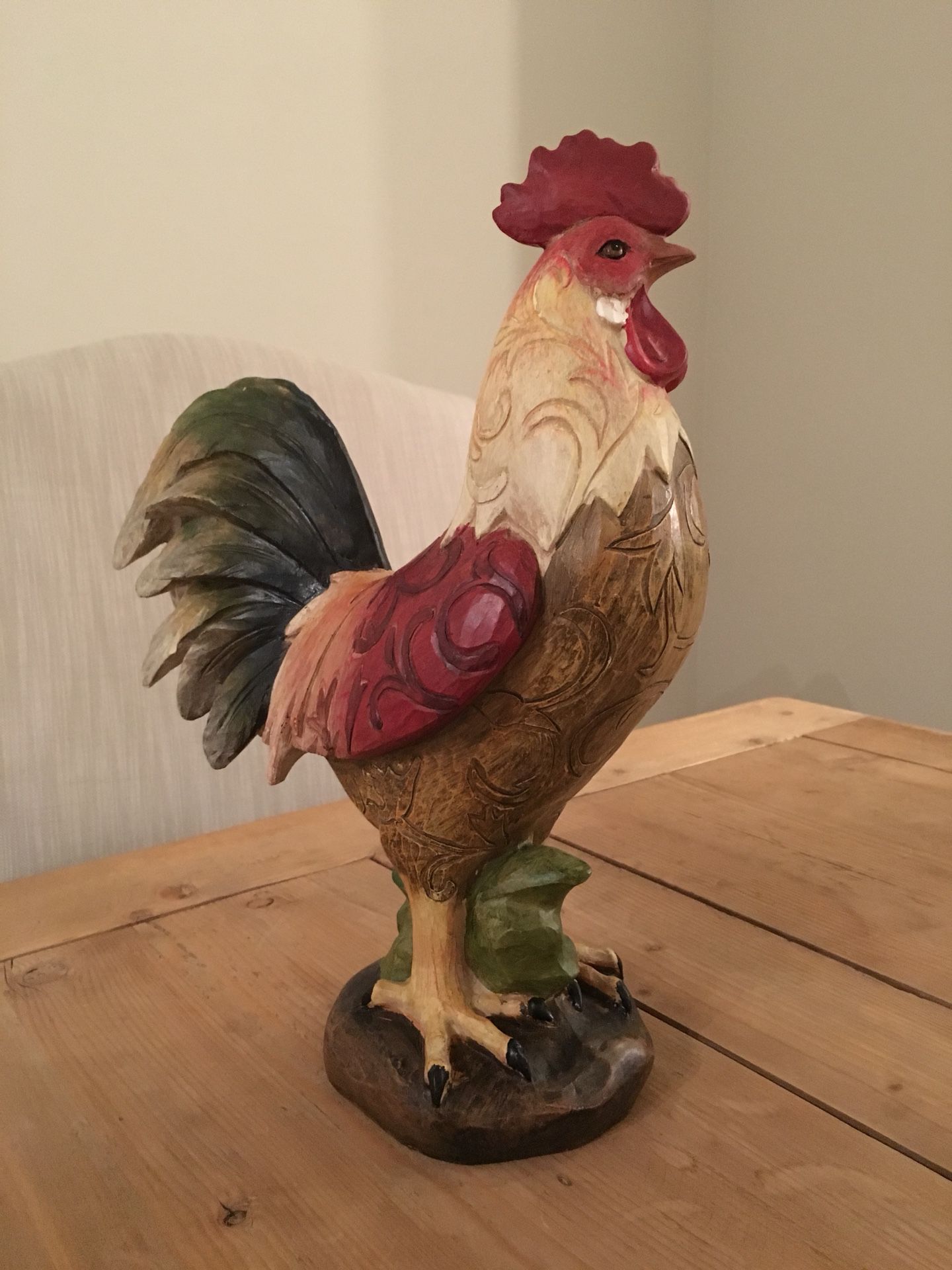 Hand carved wood Rooster