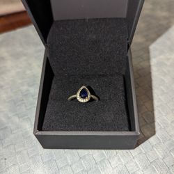 White Gold, Sapphire and Diamond Pear Shaped Women's Ring