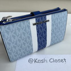 Michael Kors Double Zip Wristlet Wallet - Pale Ocean Multi