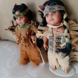 Native Indian Porcelain Dolls Pair