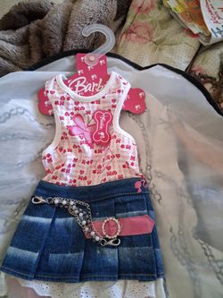 Barbie Pet Dog Outfit with Denim Skirt