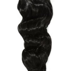 Glam Express Synthetic Wavy Ponytail Extension | 22 inch Long | Heat Safe | Faux Piece | Jet Black (1)