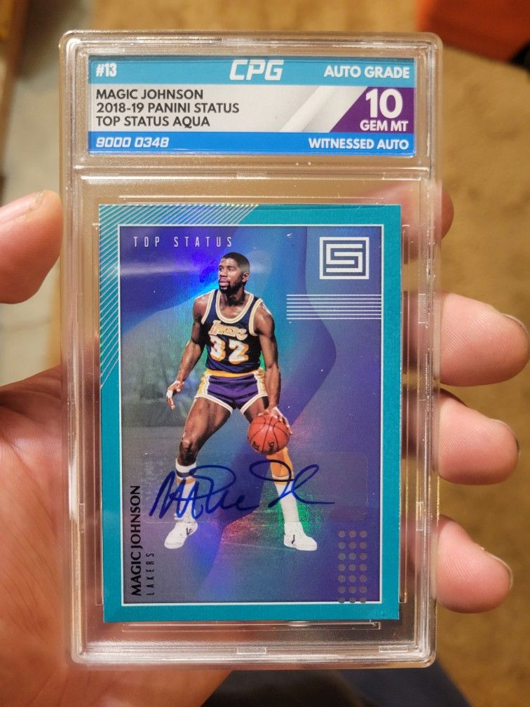 Magic Johnson Signed Aqua Card 